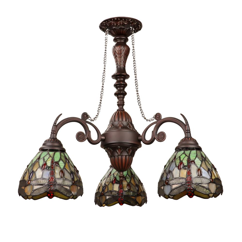 Anisoptera Purity 3-Light Antique Dark Bronze Finish Mini Chandelier 24" Wide - Elegant Dragonfly Design