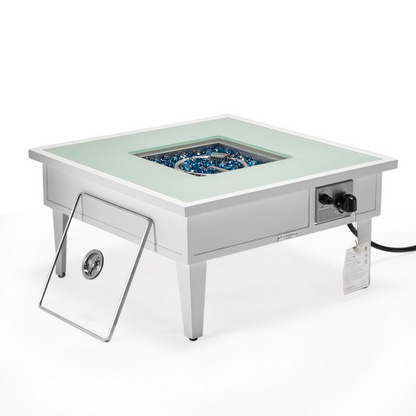 Walbrooke Modern Aluminum Propane Outdoor Square Fire Pit Table