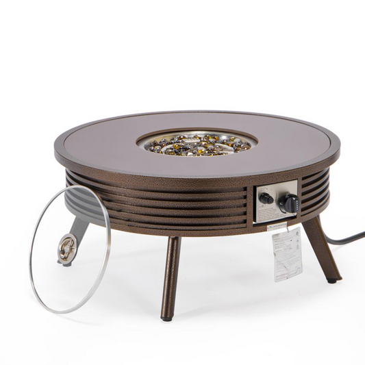 Outdoor Patio Aluminum Round Fire Pit Side Table | Stylish and Functional