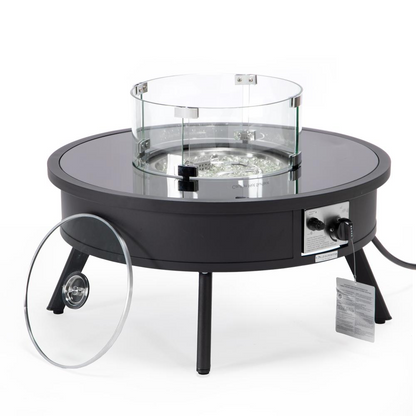 Walbrooke Modern Aluminum Propane Outdoor Round Fire Pit Table