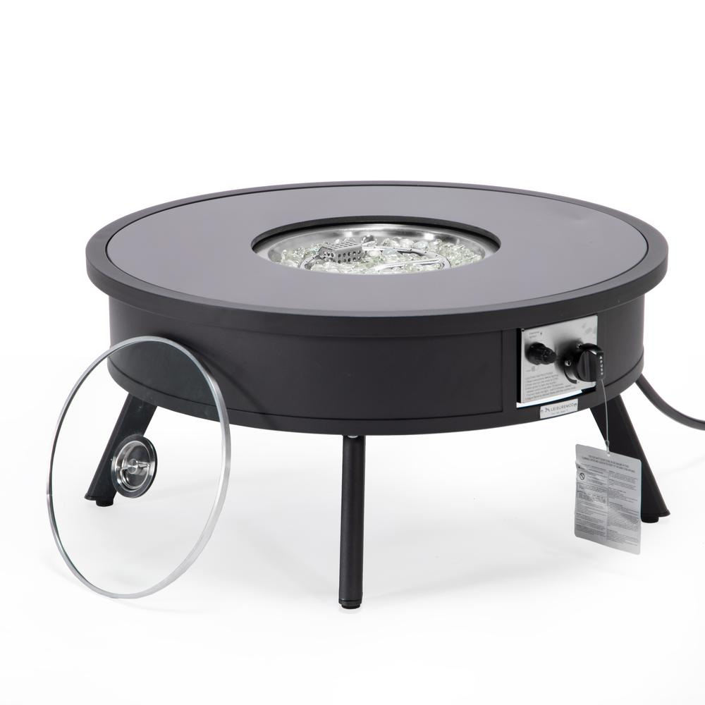 Walbrooke Modern Aluminum Propane Outdoor Round Fire Pit Table