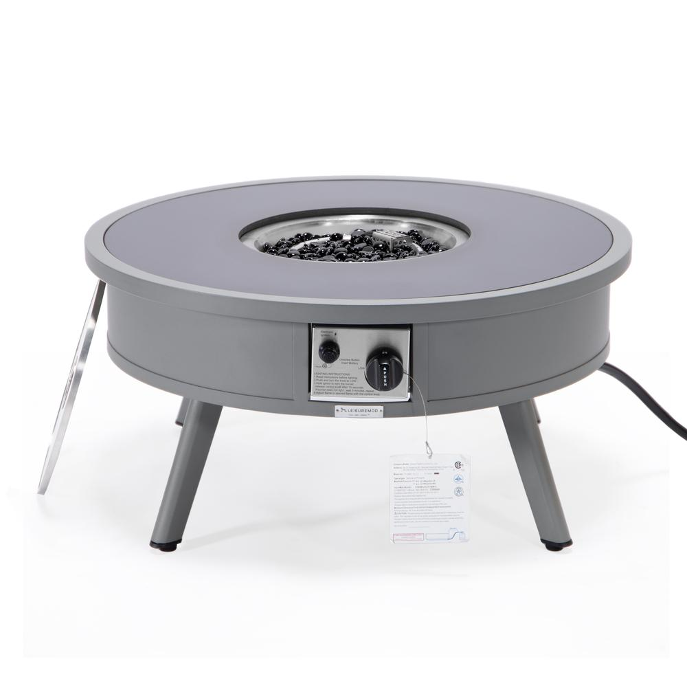 Walbrooke Modern Aluminum Propane Outdoor Round Fire Pit Table