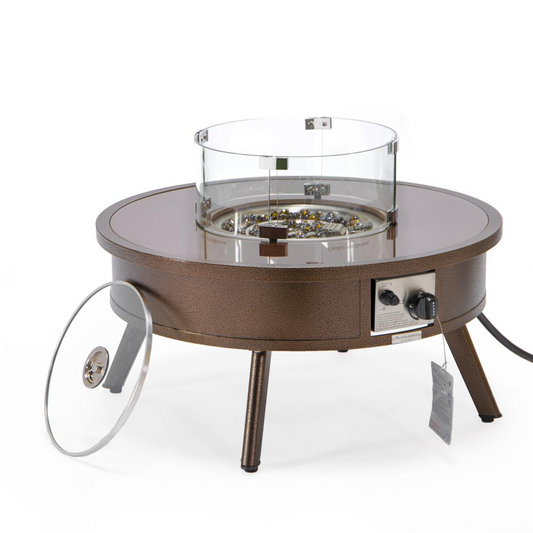 Outdoor Patio Aluminum Round Fire Pit Side Table