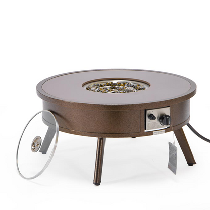 Outdoor Patio Aluminum Round Fire Pit Side Table