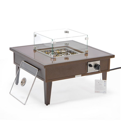 Walbrooke Modern Aluminum Propane Outdoor Square Fire Pit Table