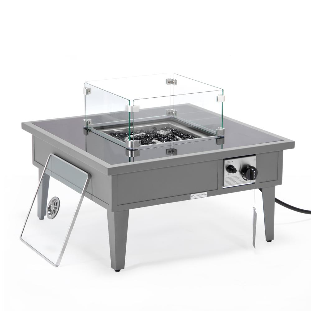 Outdoor Patio Aluminum Square Fire Pit Side Table