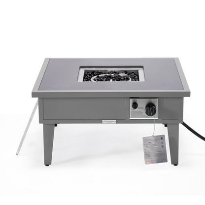 Outdoor Patio Aluminum Square Fire Pit Side Table