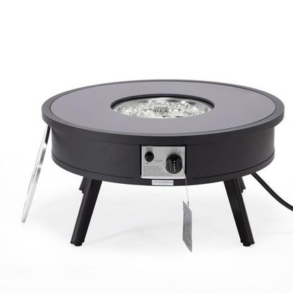 Walbrooke Modern Aluminum Propane Outdoor Round Fire Pit Table