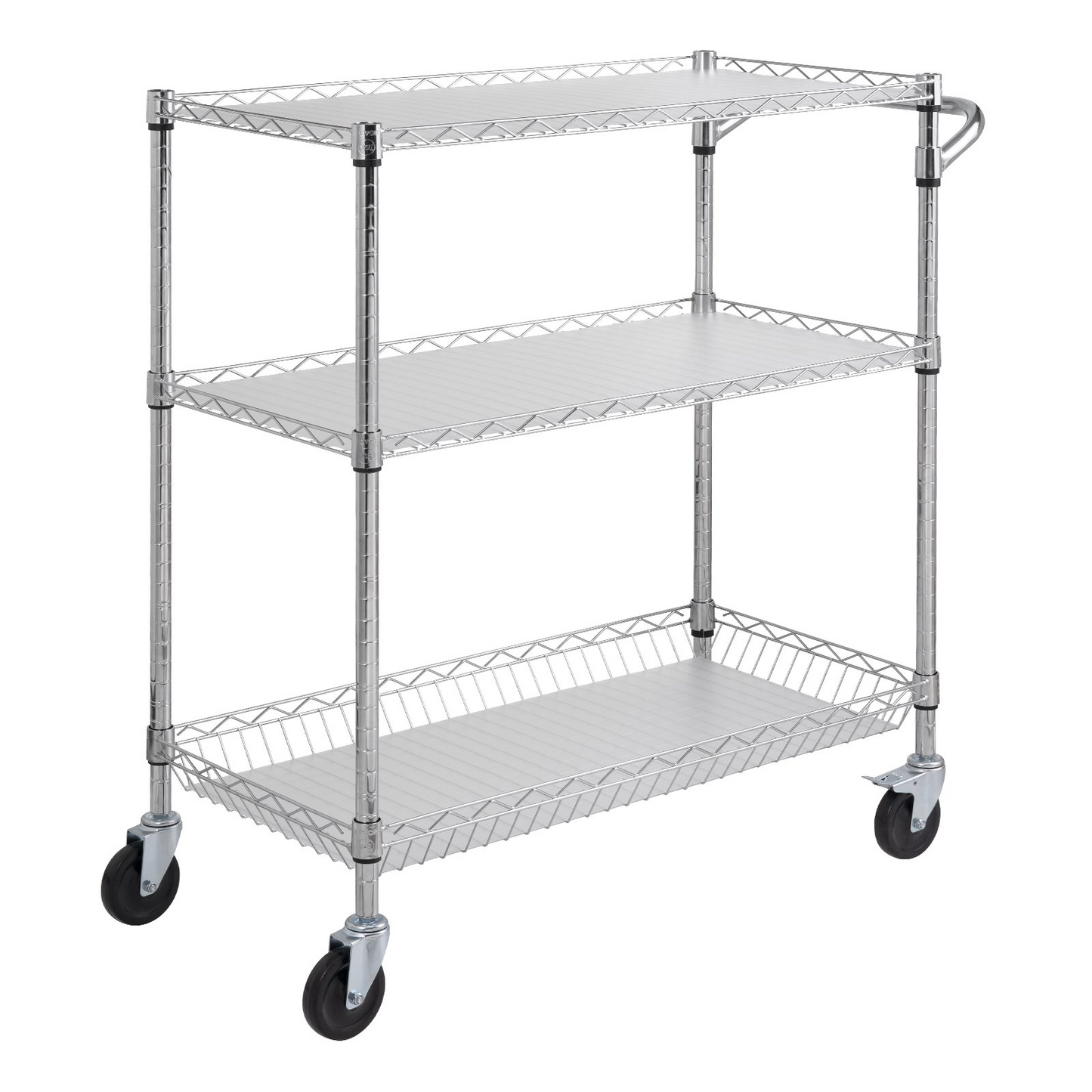 VEVOR 3-Tier Utility Cart Rolling Cart on Wheels 35"x18"x35.5" 661 LBS 6 Hooks