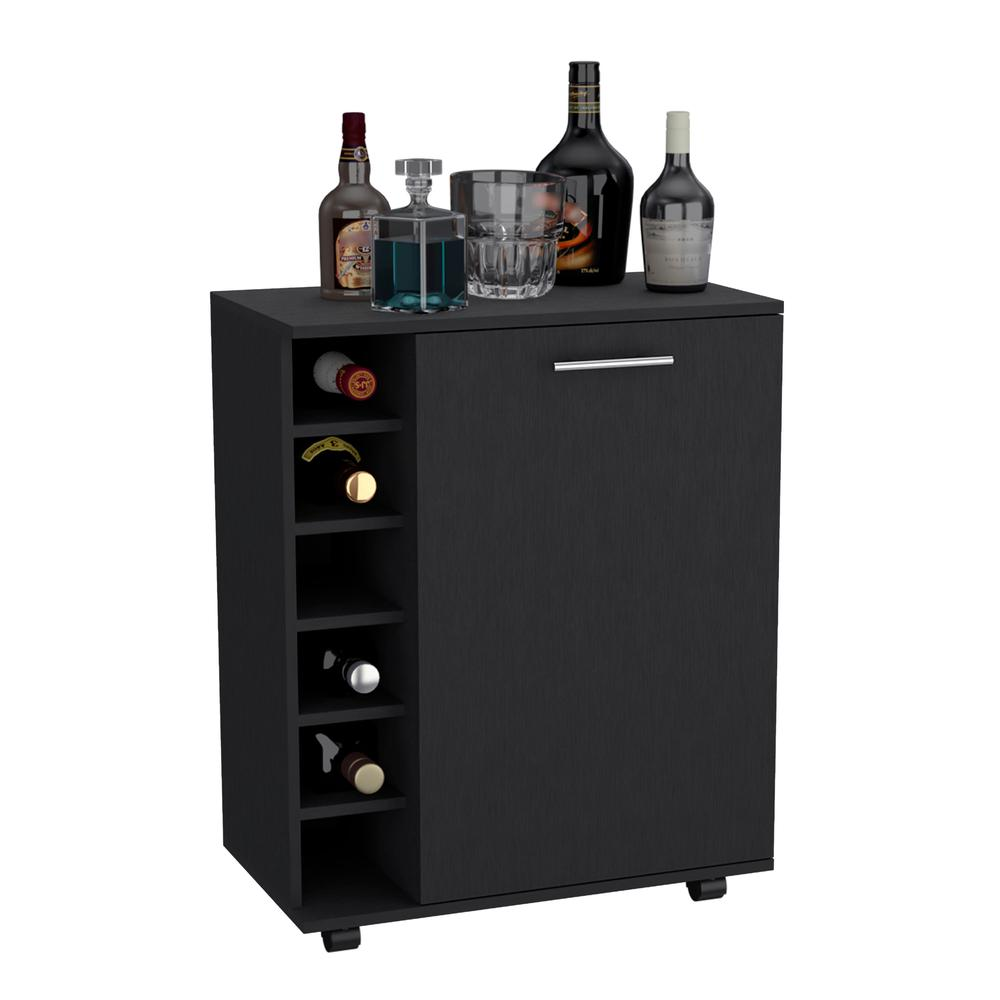 Bar Cart Sleek Mobile Cocktail Station with Built-in Bottle Storage