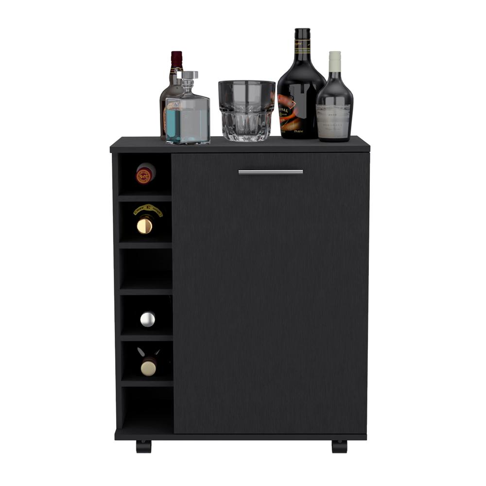 Bar Cart Sleek Mobile Cocktail Station with Built-in Bottle Storage