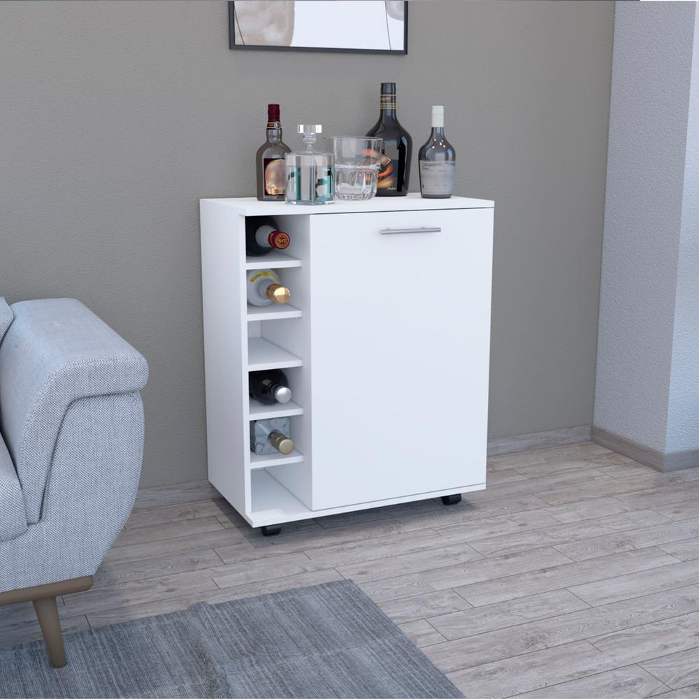 Sleek Mobile Bar Cart with Built-in Bottle Storage | Perfect for Entertaining