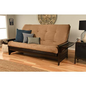 Phoenix Frame Queen Espresso Finish Suede Peat Mattress | Classic Hardwood Futon Sofa Bed