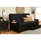 Phoenix Frame Queen Sofa Bed - Espresso Finish - Suede Black Mattress - Storage Drawers | Upgrade Your Space