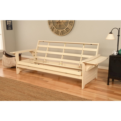 Phoenix Frame-Antique White Finish-Marmont Mocha Mattress - Classic Hardwood Frame