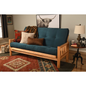 Upgrade Your Space with the Lodge Frame-Natural Finish-Suede Navy Mattress | Rustic Hardwood Frame