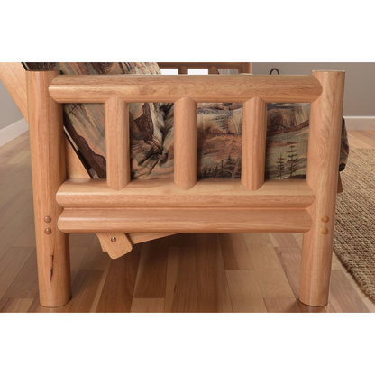 Lodge Frame - Natural Finish - Linen Stone Mattress - Rustic Hardwood Frame