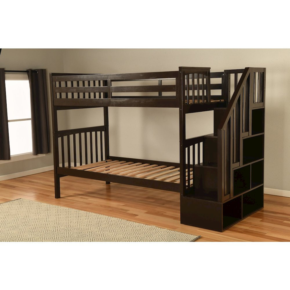 Kelcie Twin-Full Bunk Bed Dark Chocolate