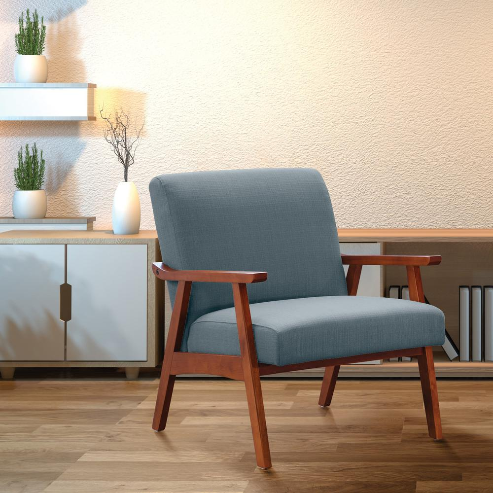 Davis Chair - Mid-Century Modern Arm Chair in Klein Sea Fabric