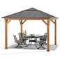 Gazebo with Brown Steel and Polycarbonate Hip Roof Hard Top - Outdoor Living Space by Sunjoy