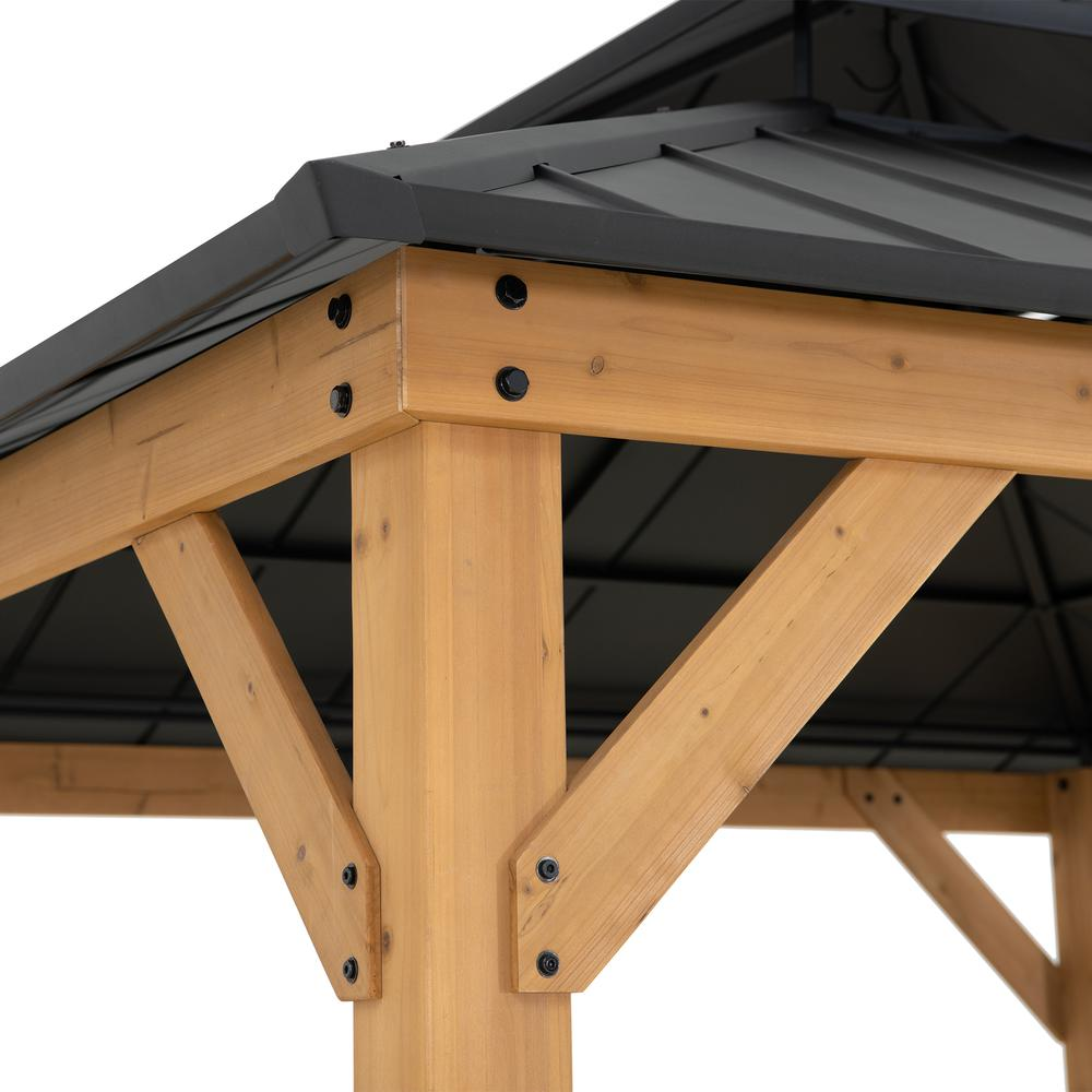 Upgrade Your Outdoor Living: Wood Gazebo with 2-Tier Metal Roof for Patios & Backyards in Black