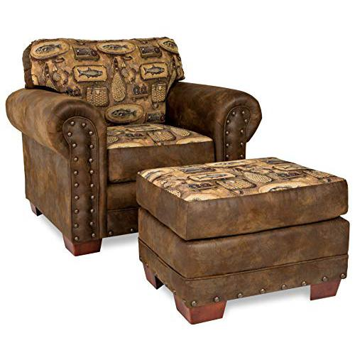 River Bend Ottoman - Rustic Fishing-Inspired Design for Your Home