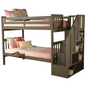 Kelcie Twin-Twin Bunk Bed Dark Gray+Tray - Sturdy Solid Hardwood Construction