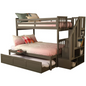 Kelcie Twin-Full Bunk Bed Dark Gray with Trundle Bed and Tray