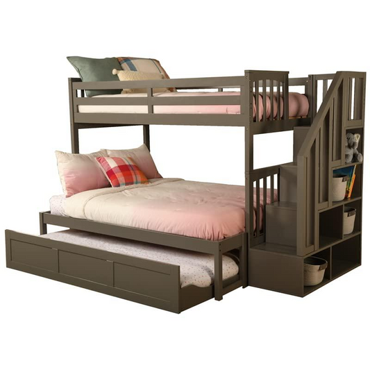 Kelcie Twin-Full Bunk Bed Dark Gray-Trundle Bed