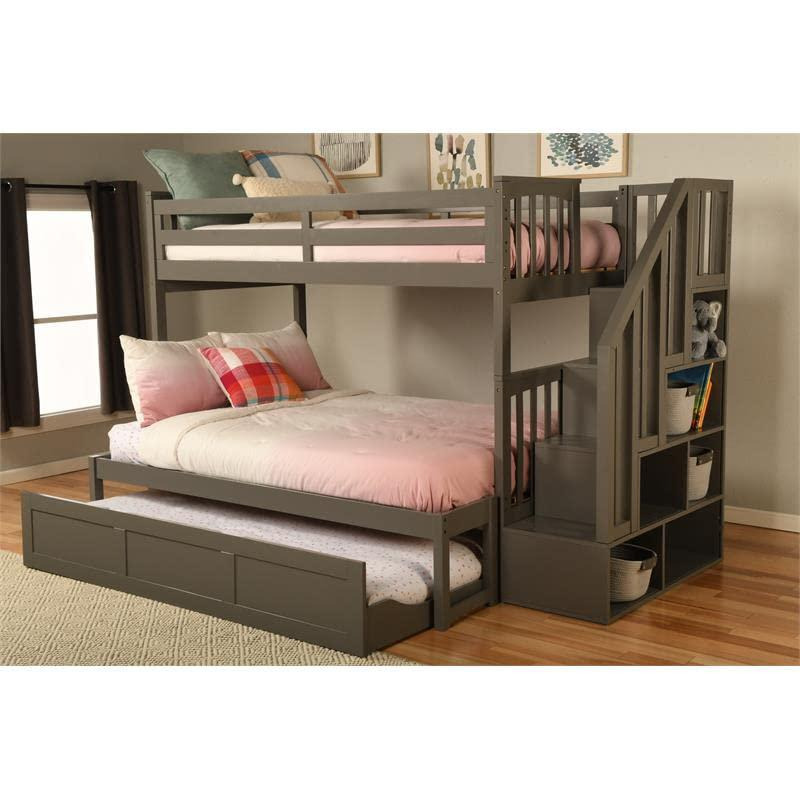 Kelcie Twin-Full Bunk Bed Dark Gray-Trundle Bed