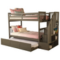 Kelcie Twin-Twin Bunk Bed Dark Gray-Trundle Bed - Sturdy Hardwood Construction, Easy Assembly