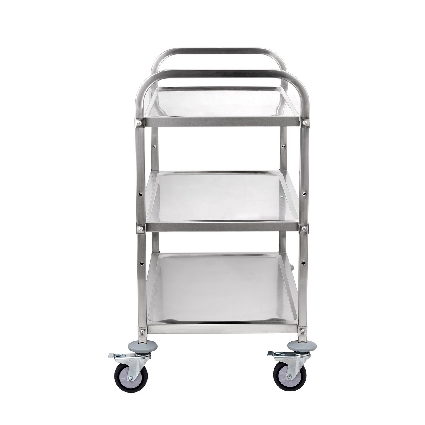 VEVOR Kitchen Utility Cart, 3 Tiers, Wire Rolling Cart w/ 450LBS Capacity, Steel Service Cart on Wheels, Metal Storage Trolley w/ 80mm Basket Curved Handle PP Liner 6 Hooks, for Indoor and Outdoor Use