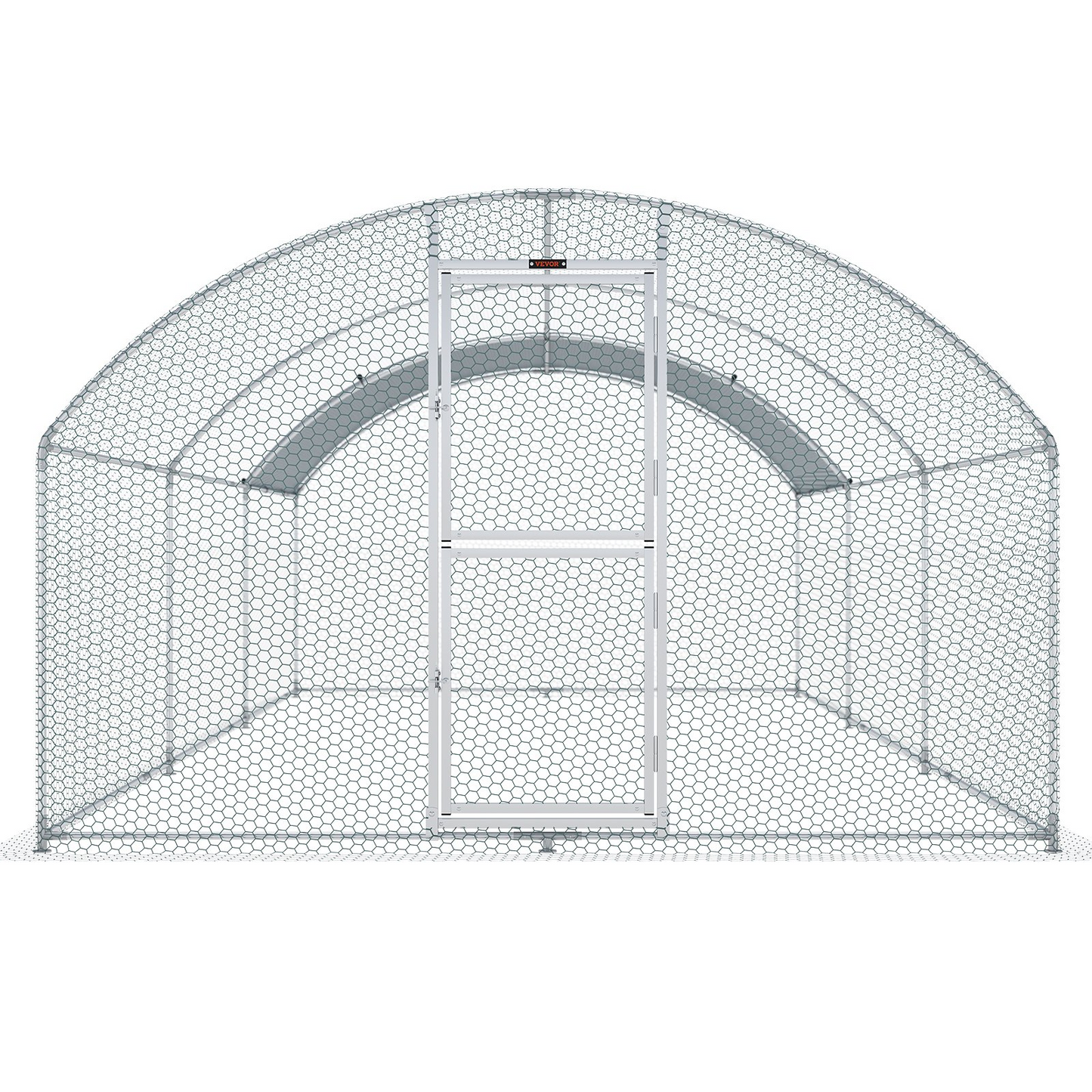 VEVOR Large Metal Chicken Coop with Run, 19.7x9.8x6.6ft, Walkin Poultry Cage for Yard with Waterproof Cover, Dome Roof Large Poultry Cage for Hen House, Duck and Rabbit, Silver