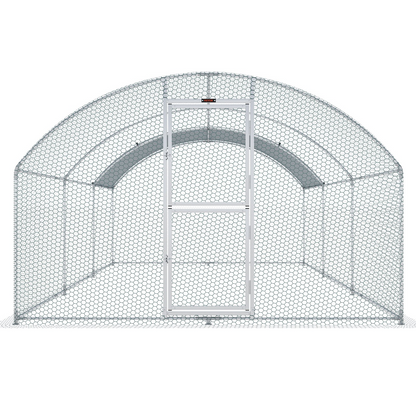 VEVOR Large Metal Chicken Coop with Run, 19.7x9.8x6.6ft, Walkin Poultry Cage for Yard with Waterproof Cover, Dome Roof Large Poultry Cage for Hen House, Duck and Rabbit, Silver