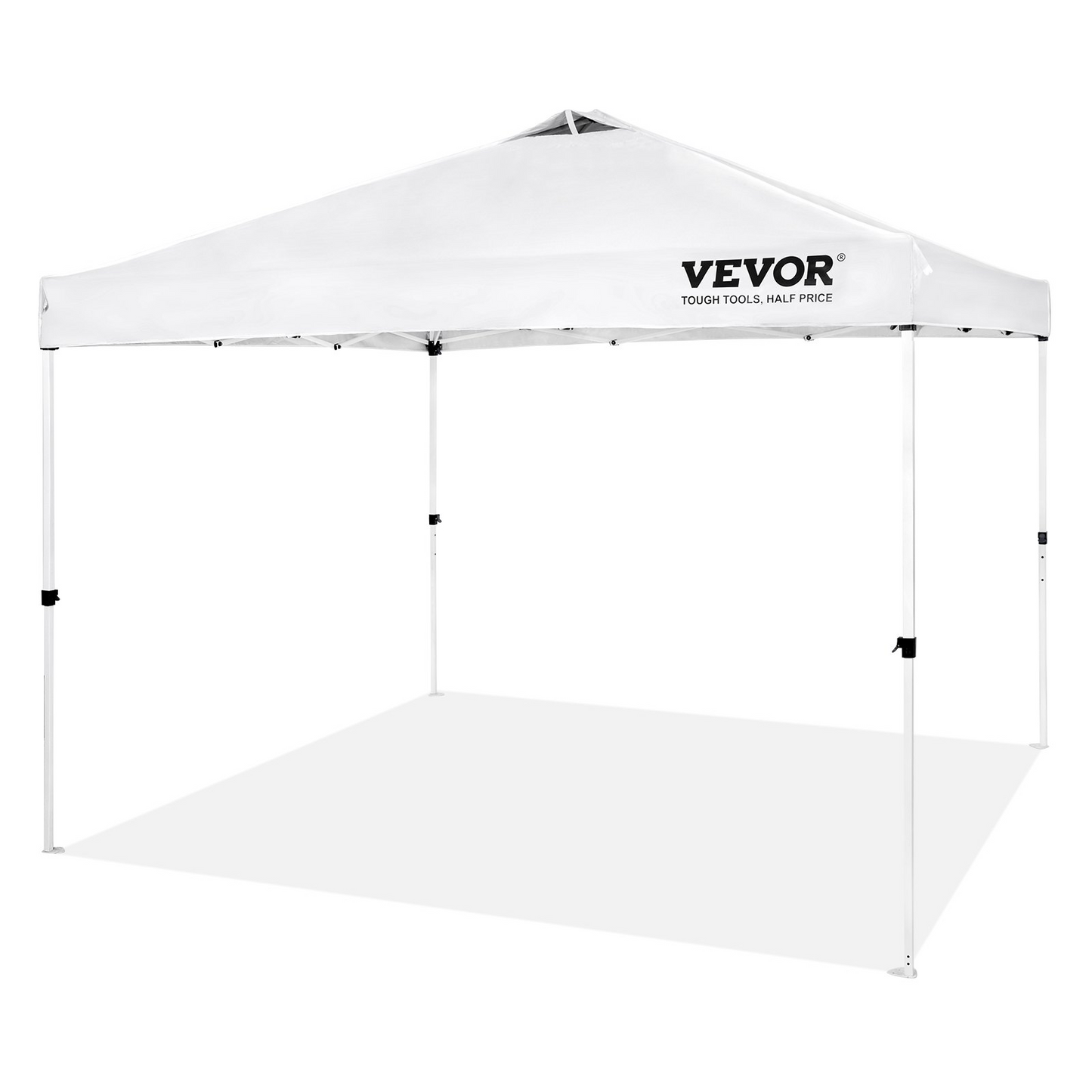 VEVOR Pop Up Canopy Tent, 10 x 10 ft, 250 D PU Silver Coated Tarp, with Portable Roller Bag and 4 Sandbags, Waterproof and Sun Shelter Gazebo for Outdoor Party, Camping, Commercial Events, White