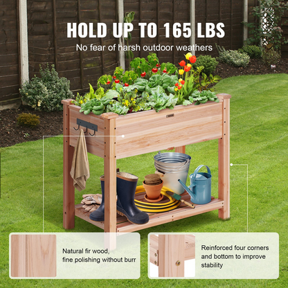 VEVOR Wooden Raised Garden Bed Planter Box 33.9x18.1x30" Flower Vegetable Herb