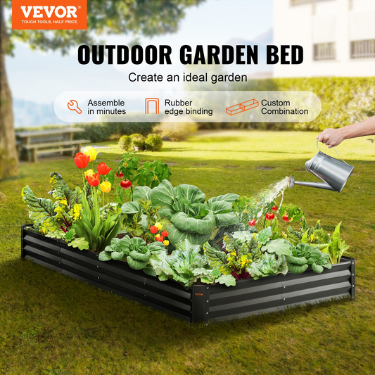 VEVOR Galvanized Raised Garden Bed Planter 94.5x47.2x11"