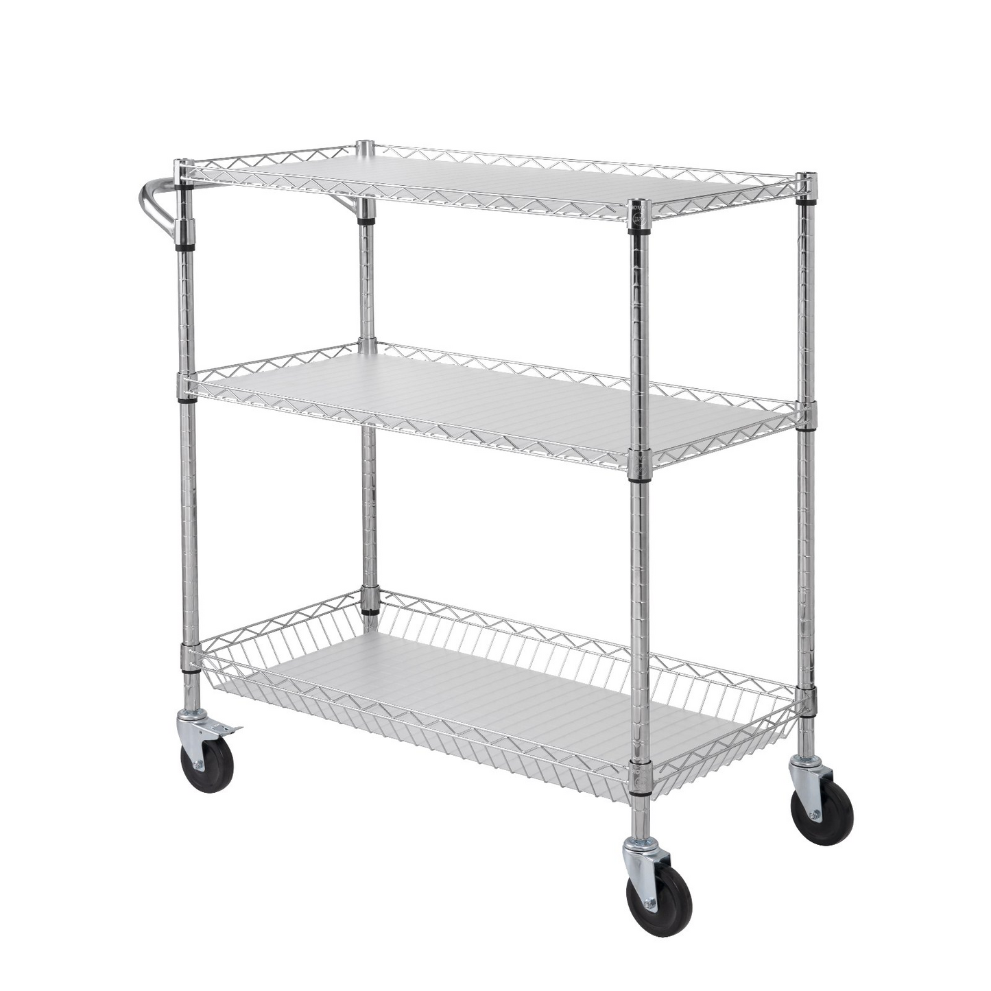 VEVOR 3-Tier Utility Cart Rolling Cart on Wheels 35"x18"x35.5" 661 LBS 6 Hooks