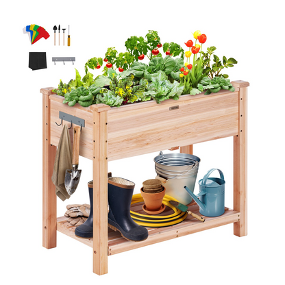 VEVOR Wooden Raised Garden Bed Planter Box 33.9x18.1x30" Flower Vegetable Herb