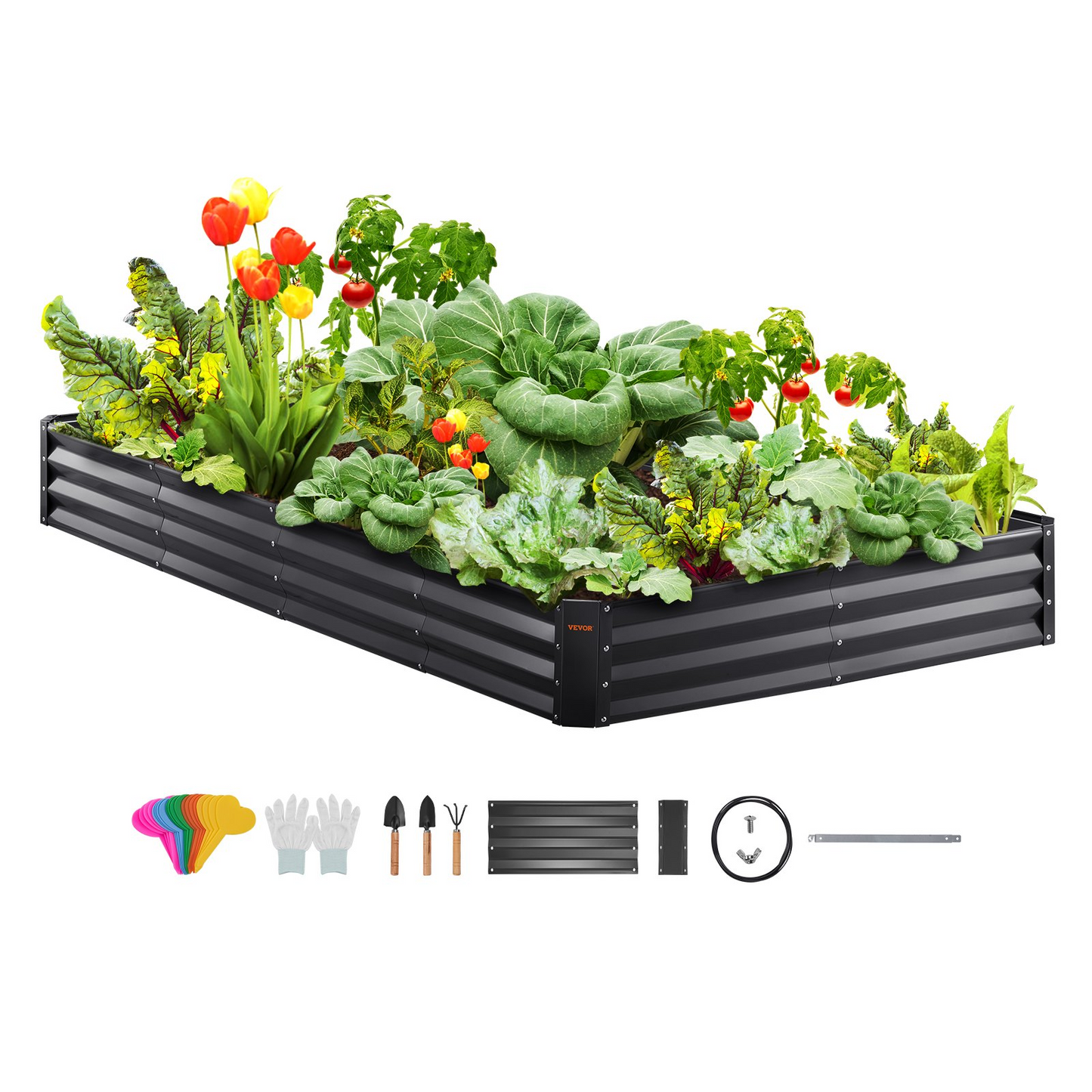 VEVOR Galvanized Raised Garden Bed Planter Box 94.5x47.2x11" Flower Vegetable