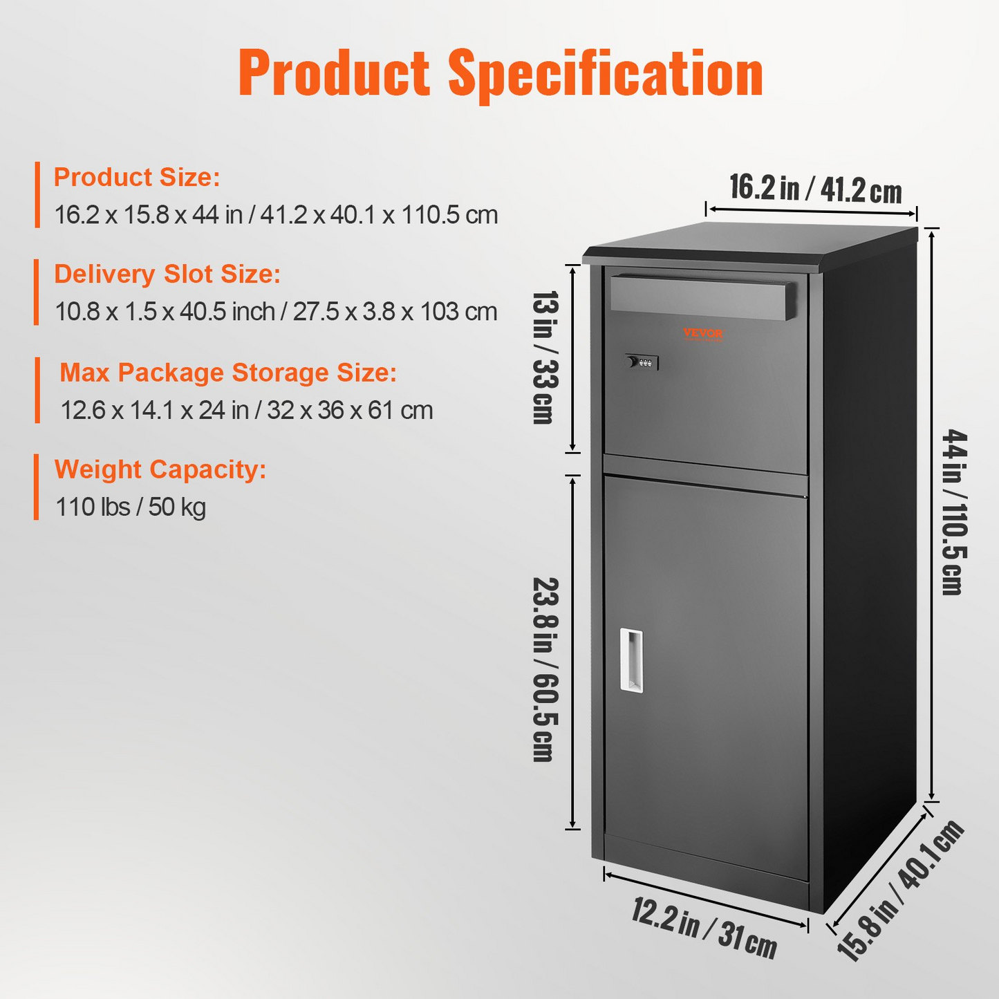 VEVOR Galvanized Steel Package Delivery Box with Coded Lock & Waterproof Design