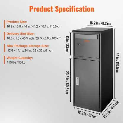 VEVOR Galvanized Steel Package Delivery Box with Coded Lock & Waterproof Design