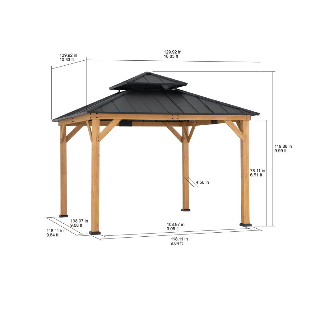 Upgrade Your Outdoor Living: Wood Gazebo with 2-Tier Metal Roof for Patios & Backyards in Black