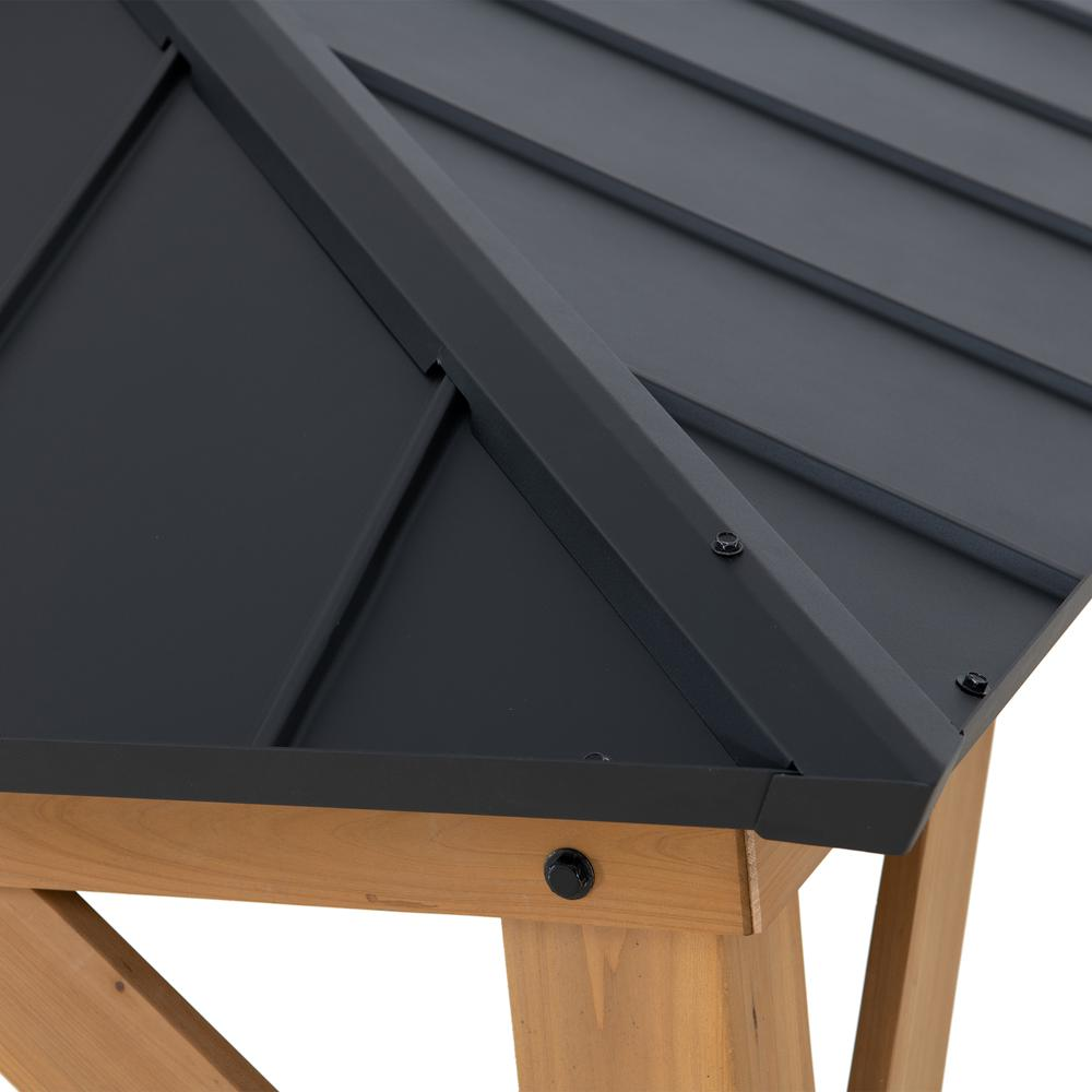 Upgrade Your Outdoor Living: Wood Gazebo with 2-Tier Metal Roof for Patios & Backyards in Black