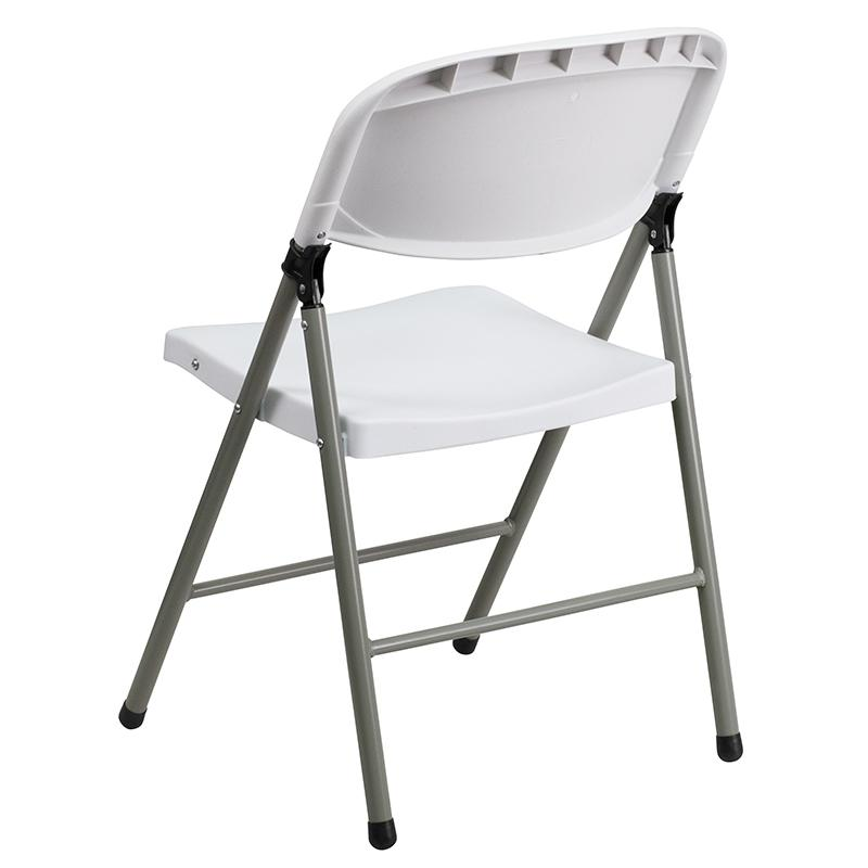 HERCULES Series Set of 2 White Folding Chairs with Gray Frame