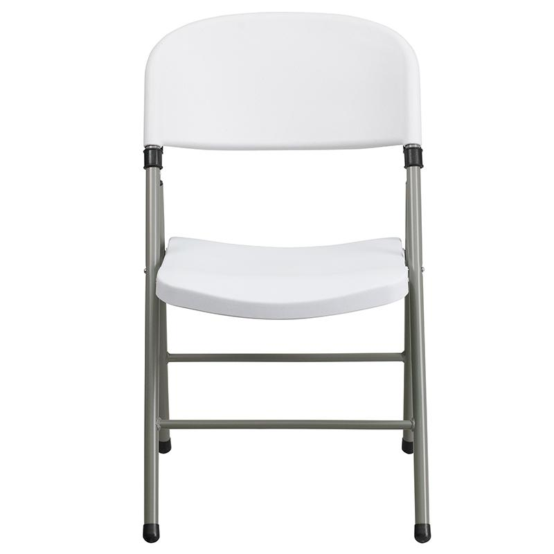 HERCULES Series Set of 2 White Folding Chairs with Gray Frame