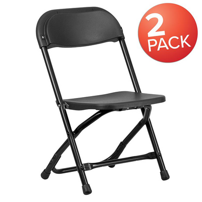 Pack of 2 Versatile Black Plastic Folding Chairs for Kids - Ideal for Learning and Play!