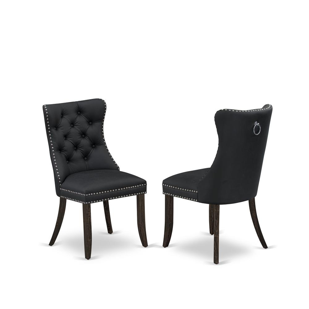 Sophisticated Parson Dining Chairs | Stylish and Comfortable | Acacia Wood | Dark Gray Faux Leather