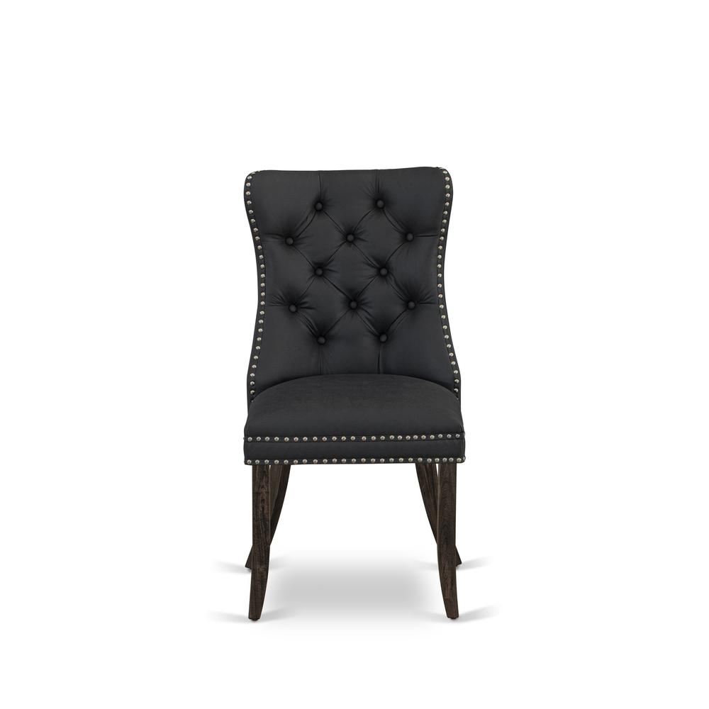 Sophisticated Parson Dining Chairs | Stylish and Comfortable | Acacia Wood | Dark Gray Faux Leather