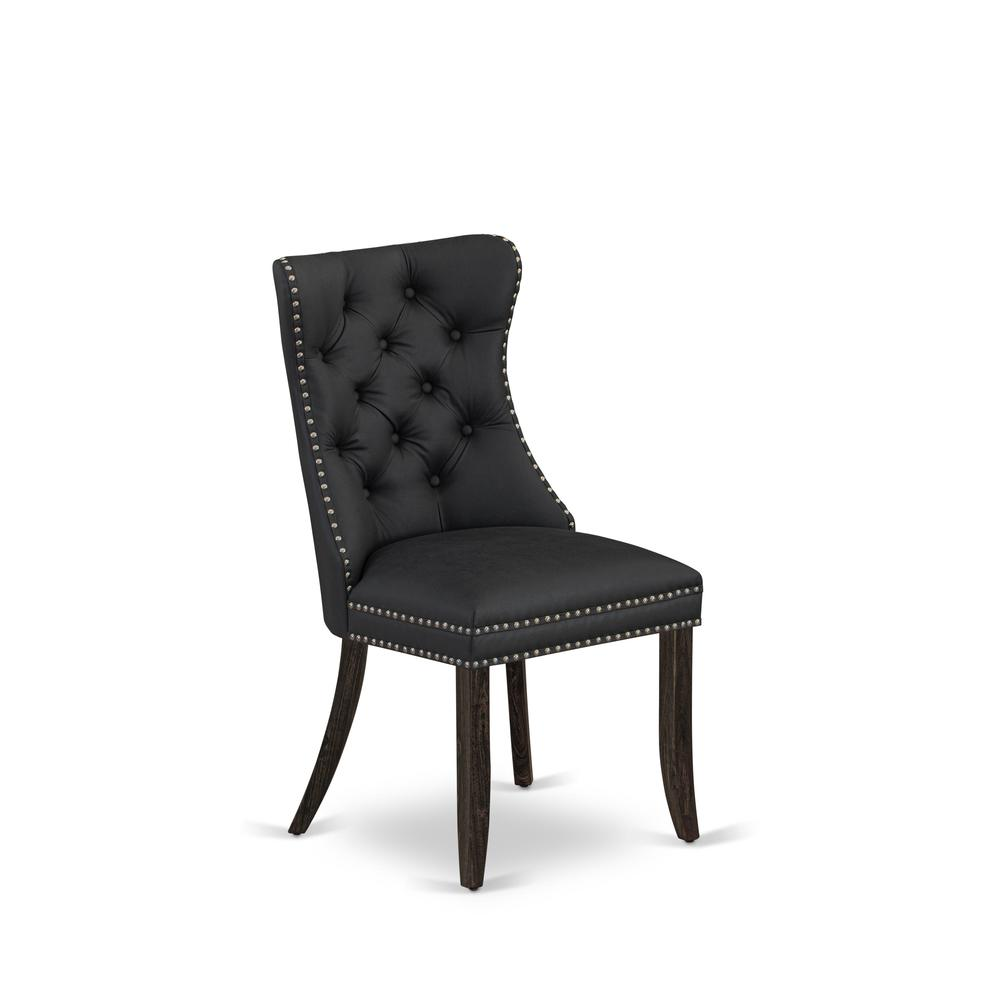 Sophisticated Parson Dining Chairs | Stylish and Comfortable | Acacia Wood | Dark Gray Faux Leather